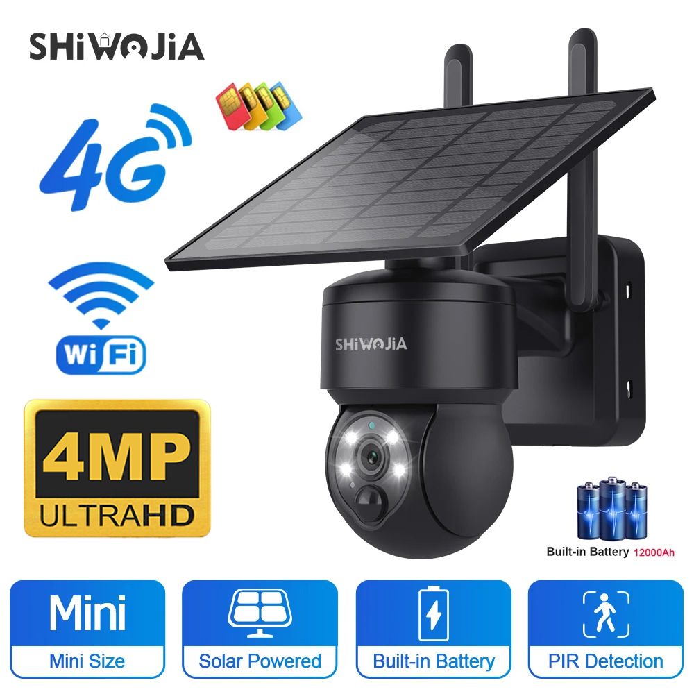 Smart Home Outdoor Camera - SHIWOJIA-cámara Solar PTZ inalámbrica, WIFI, 4G,