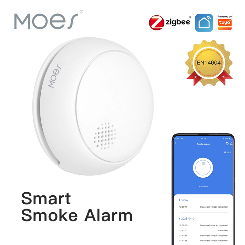 Smart Home Moes - Detector de Humo Inalámbrico Inteligente ZigBee