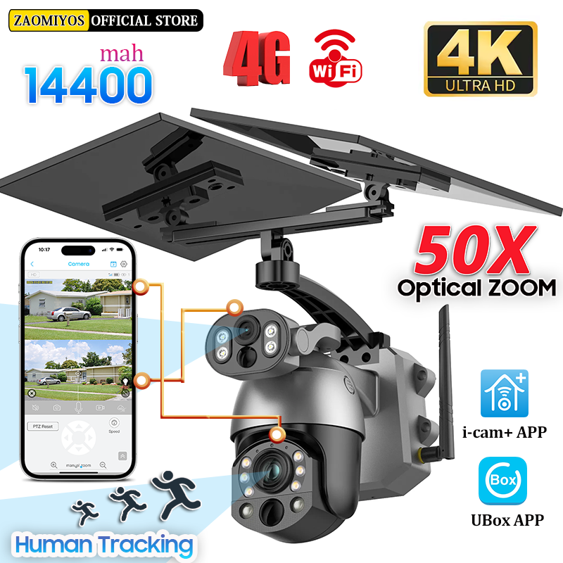 Smart Home Outdoor Camera - Cámara Solar 4K 50X ZOOM 10MP