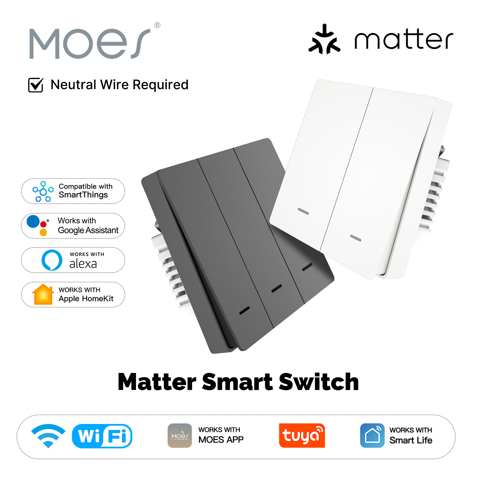 Smart Home Moes - MOES Matter Tuya WiFi interruptor de