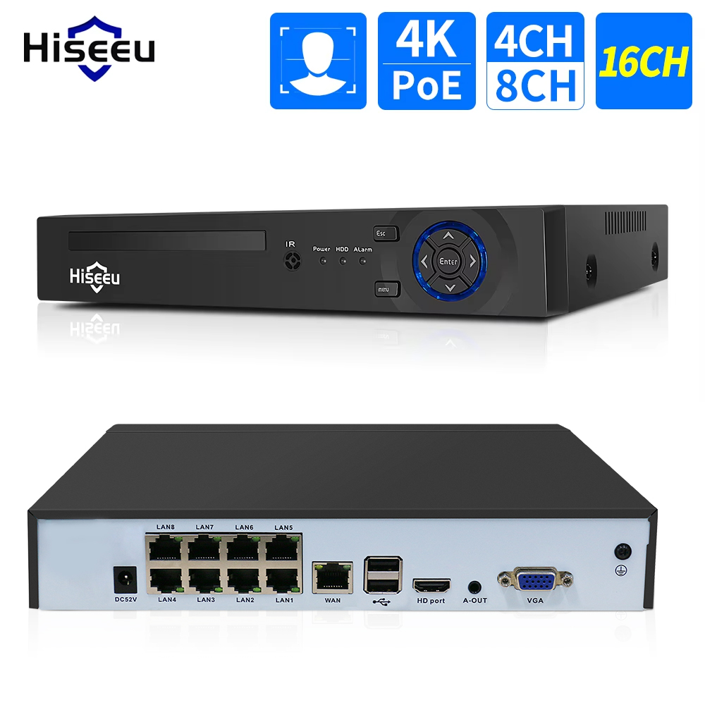 Hiseeu 4CH 10CH 16CH 4K 8MP 5M - Security Ip Camera reseña y precio