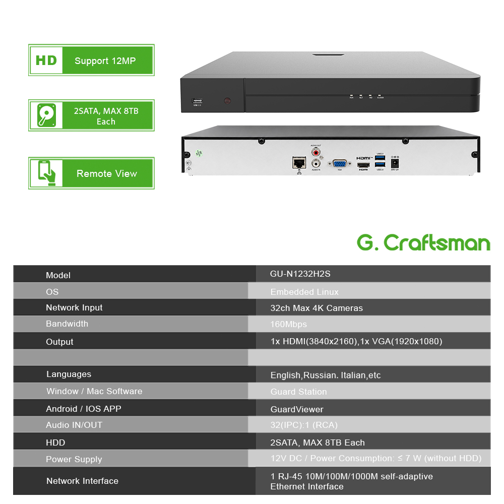UNI 32CH NVR 12MP registrador  - Security Ip Camera reseña y precio