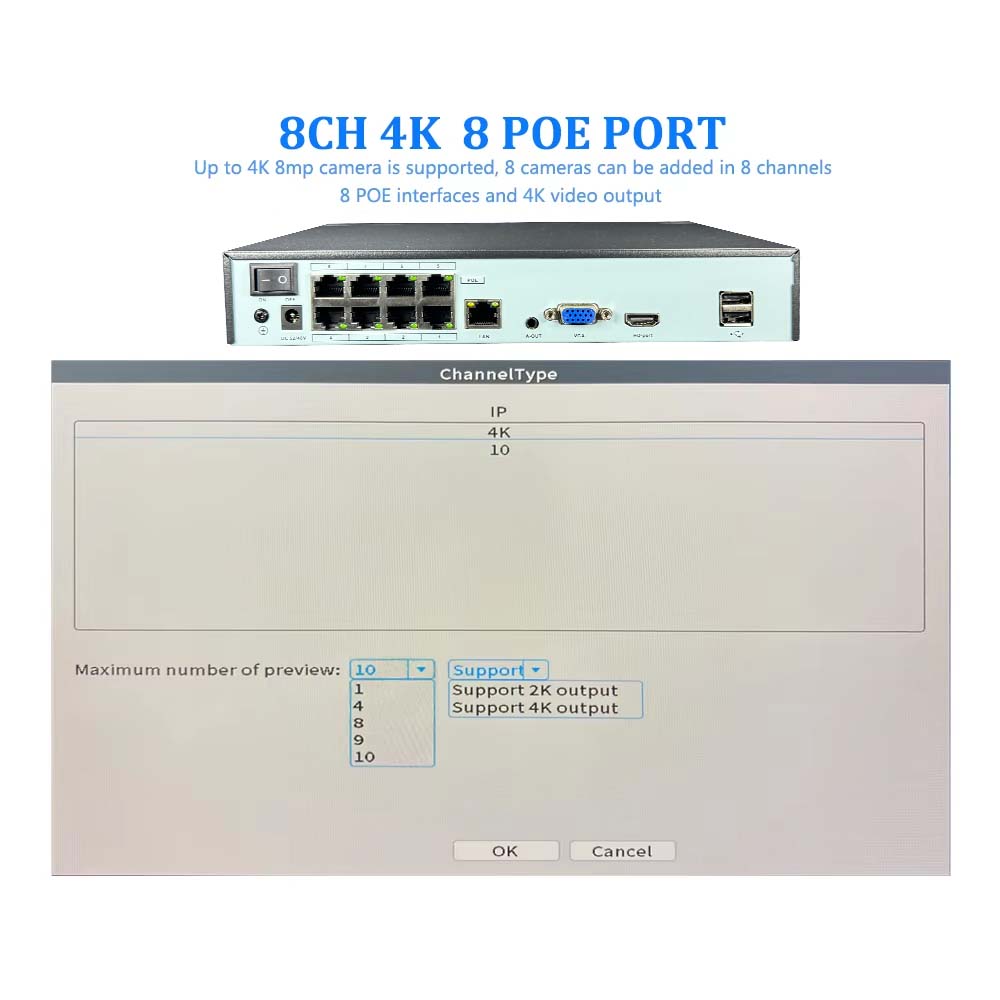 NVR 4K de 10 canales, 4/8 puer - Security Ip Camera reseña y precio